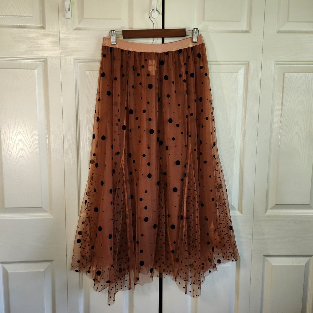 Maeve Rust Polka Dot Tulle Maxi Skirt